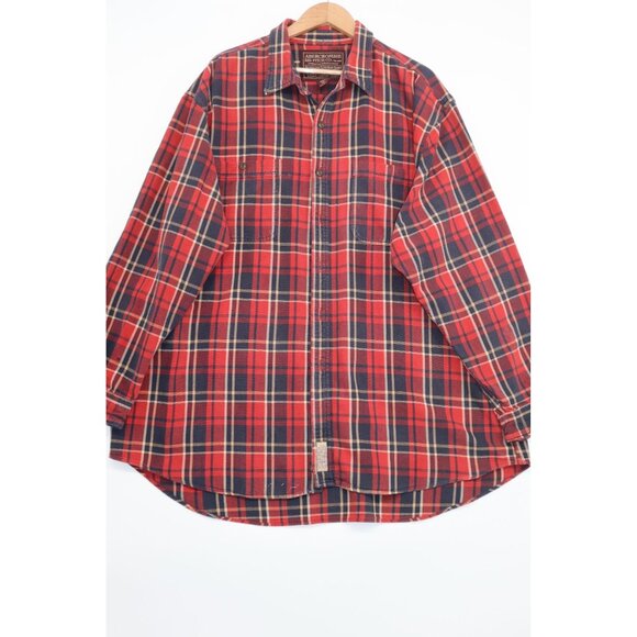 Vintage Abercrombie & Fitch Mens XXL Red & Navy Authentic Chamois Plaid Shirt - Picture 1 of 13
